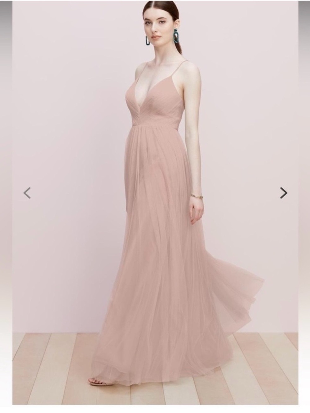 NWT Watters WTOO Lexie - Solid Blush Tulle Gown Lace Up Adjustable Straps